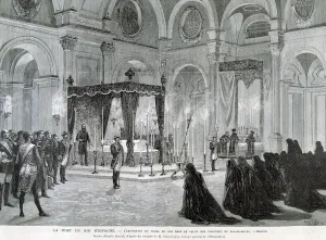 Siglo Xix Prints: Death of Alphonse XII, exhibition of the Kings body in the Hall of Columns of
