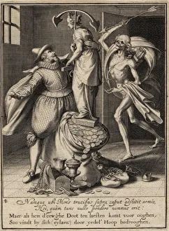 Death with an Arrow About to Strike the Man Down, 1609. Artist: Swanenburgh, Willem van (1582-1616)