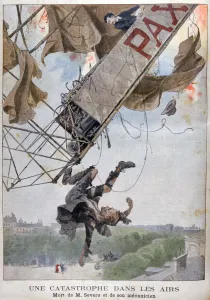 Aeronaut Prints: The death of the aviator Auguste Severo over Paris, 1902