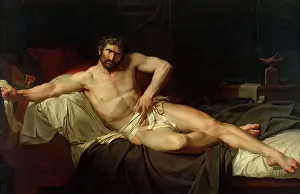 Reclining Prints: Death of Cato of Utica, 1795. Creator: Guillaume Lethiere