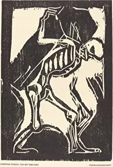 Carrying On Back Collection: Death with a Coffin, c. 1917. Creator: Christian Rohlfs