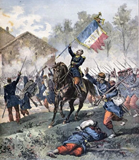 Battalion Gallery: Death of Colonel Malleville, Battle of Solferino, 24th June 1859, (1891). Artist: Henri Meyer
