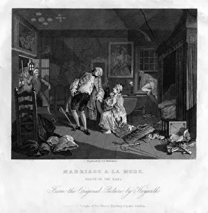 In Flagrante Prints: Death of the Earl, plate V of Marriage a la mode, 1833. Artist: TE Nicholson