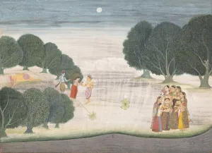 Krishna Prints: The Death of the Giant Shankachura: Page from a Dispersed Bhagavata Purana... 1680-90