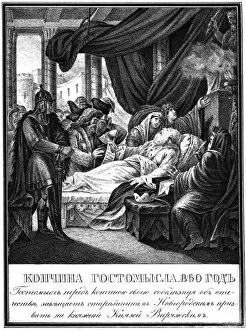 The Death of Gostomysl, 860 (From Illustrated Karamzin), 1836. Artist: Chorikov, Boris Artemyevich (1802-1866)