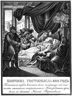 The Death of Gostomysl, 860 (From Illustrated Karamzin), 1836. Artist: Chorikov, Boris Artemyevich (1802-1866) The Death of Gostomysl, 860 (From Illustrated Karamzin), 1836. Artist: Chorikov, Boris Artemyevich (1802-1866)