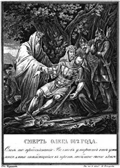 The Death of Grand Duke Oleg. 912 (From Illustrated Karamzin), 1836. Artist: Chorikov, Boris Artemyevich (1802-1866)