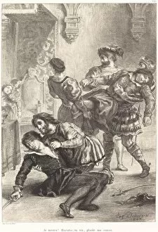 Poison Gallery: The Death of Hamlet (Act V, Scene II), 1843. Creator: Eugene Delacroix