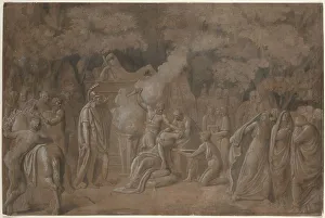 Brown Wash Prints: Death of Iphigenia (?), possibly c. 1758/1759. Creator: Benjamin West