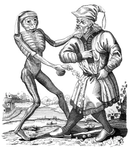 Money Bag Prints: Death and the Jew, 17th century (1849). Artist: Mathieu Marian
