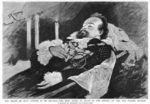 Bavaria Prints: The death of King Ludwig II of Bavaria (1845-1886), 1886