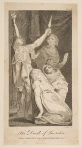 Rape Prints: The Death of Lucretia, from Allens New and Impartial Roman History, 1797