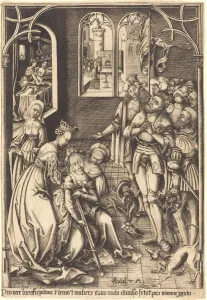 Rape Prints: The Death of Lucretia, c. 1500 / 1503. Creator: Israhel van Meckenem