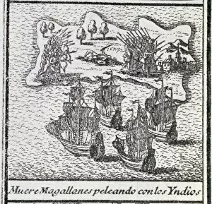 Death of Magellan to intervene in the fight between natives in one of the islands