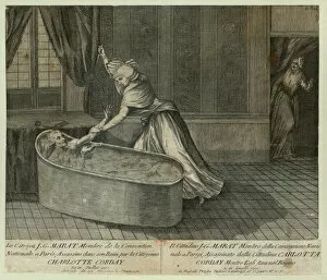 Assassination Gallery: Death of Marat, c. 1793. Creator: Anonymous