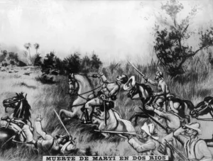 North And Central America Prints: Death of Marti in the Battle of Two Rivers, (1895), 1920s