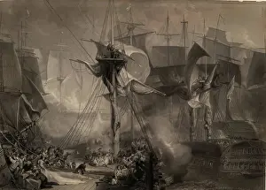 Sea Battle Prints: The Death of Nelson at Battle of Trafalgar. Creator: JMW Turner