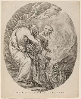 Stefano Della Bella Collection: Death with an Old Man, probably 1648. Creator: Stefano della Bella