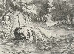 Images Dated 28th April 2020: The Death of Ophelia, 1843. 1843. Creator: Eugene Delacroix