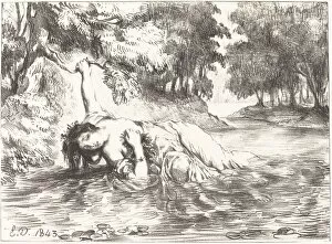 The Death of Ophelia (Act IV, Scene VII), 1843. Creator: Eugene Delacroix