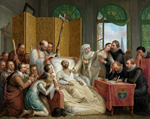 Rubens Sir Peter Paul Prints: The Death of Peter Paul Rubens, 1827. Creator: Mathieu Van Bree