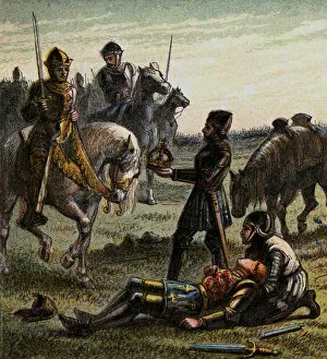 Battle Of Bosworth Field Collection: Death Of Richard The Third, 1485, (c1850)