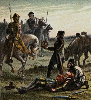 Battle Of Bosworth Field Collection: Death Of Richard The Third, 1485, (c1850)