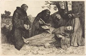Franciscan Prints: The Death of Saint Francis (La mort de St. Francois). Creator: Alphonse Legros