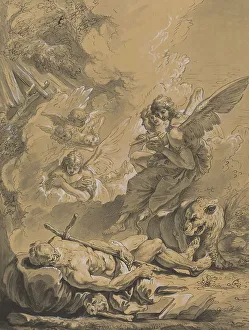 Francesco Salvator Fontebasso Prints: Death of Saint Jerome, 18th century. Creator: Francesco Fontebasso