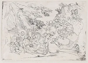 Testa Pietro Prints: The death of Saint Pellegrino surrounded by many putti, 1700-1800. Creator: Anon