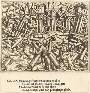 Samson Gallery: The Death of Samson, 1547. Creator: Augustin Hirschvogel