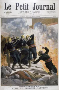 Gaston Prints: Death of Sergeant Bauchat, Rue de Reuilly, Paris, 1894. Artist: Frederic Lix