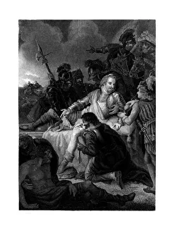 Sir Philip Prints: Death of Sir Philip Sidney, 1586, (1860). Artist: HK Bourne