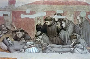 Death of St Francis and Inspection of Stigmata, c1320. Artist: Giotto