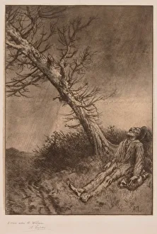 Death of a Vagabond, c. 1875. Creator: Alphonse Legros (French, 1837-1911)