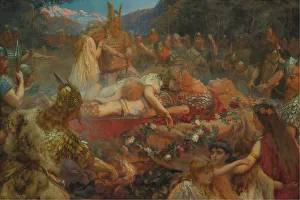 Varangians Collection: Death of a Viking warrior, 1909. Artist: Butler, Charles Ernest (1864-1933)