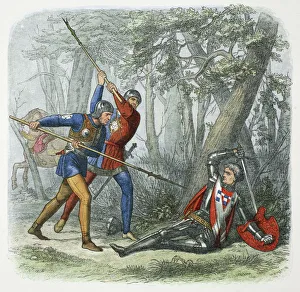 James William Edmund Prints: Death of Warwick the Kingmaker, Battle of Barnet, 1471 (1864)