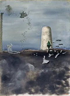 Surrealism Prints: Death Watching his Family, 1927. Creator: Yves Tanguy