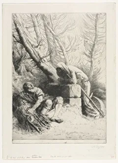Death and the Woodcutter, 1881. Creator: Alphonse Legros (French, 1837-1911)