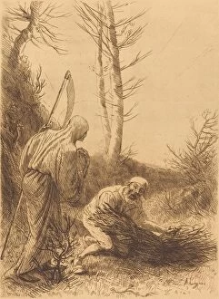 Scythe Gallery: Death and the Woodcutter, 2nd plate (Le mort et le bucheron). Creator: Alphonse Legros