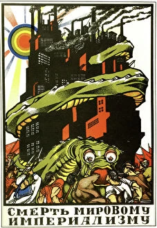 Communist Collection: Death to World Imperialism, poster, 1919. Artist: Dmitriy Stakhievich Moor