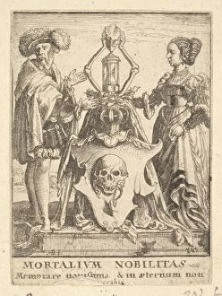 Death's coat of arms, from the Dance of Death, 1651. Creator: Wenceslaus Hollar