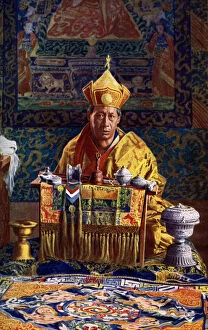 Images Dated 24th November 2007: The Deb Raja, acting head of the Buddhist Church of Bhutan, 1922.Artist: John Claude White