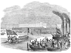 Cheering Gallery: The Debarkation, 1844. Creator: Unknown