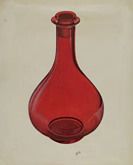 Ruby Prints: Decanter and Stopper, c. 1936. Creator: Edward White