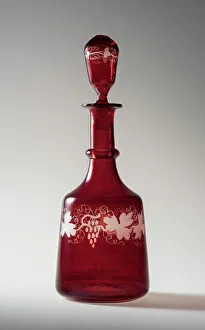 Blown Glass Prints: Decanter And Stopper, c1850-75. Creator: Unknown