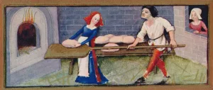 Bourdichon Gallery: December - baking, 15th century, (1939). Creators: Robinet Testard, Jean Bourdichon