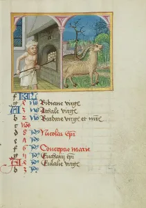 Oven Prints: December Calendar Page: Baking Bread: Capricorn; Book of Hours