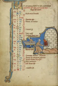 Oven Prints: December Calendar Page; Baking Bread; Psalter, mid-1200s. Creator: Unknown