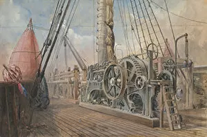 Telegraph Cable Gallery: Deck of the Great Eastern, the Cable Trough, etc. 1866, 1865-66